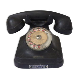 Telephone en bakelite noir, vintage 1950