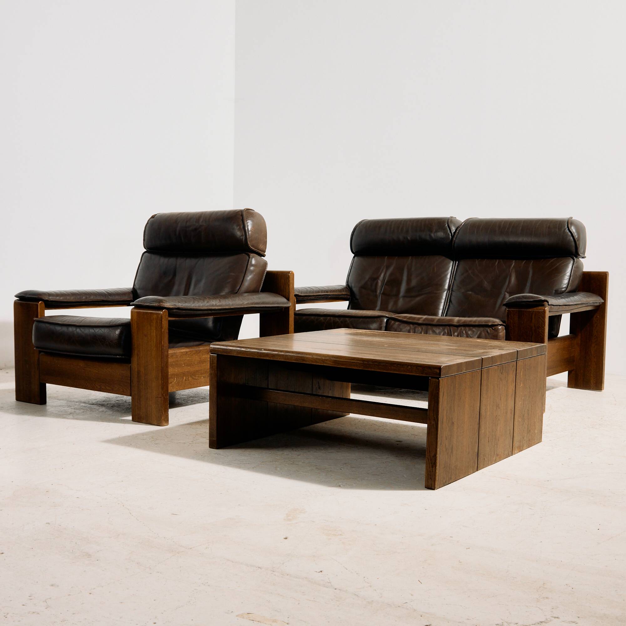 Leather sofa set model 757 by Harry de Groot for Leolux, set of 3.