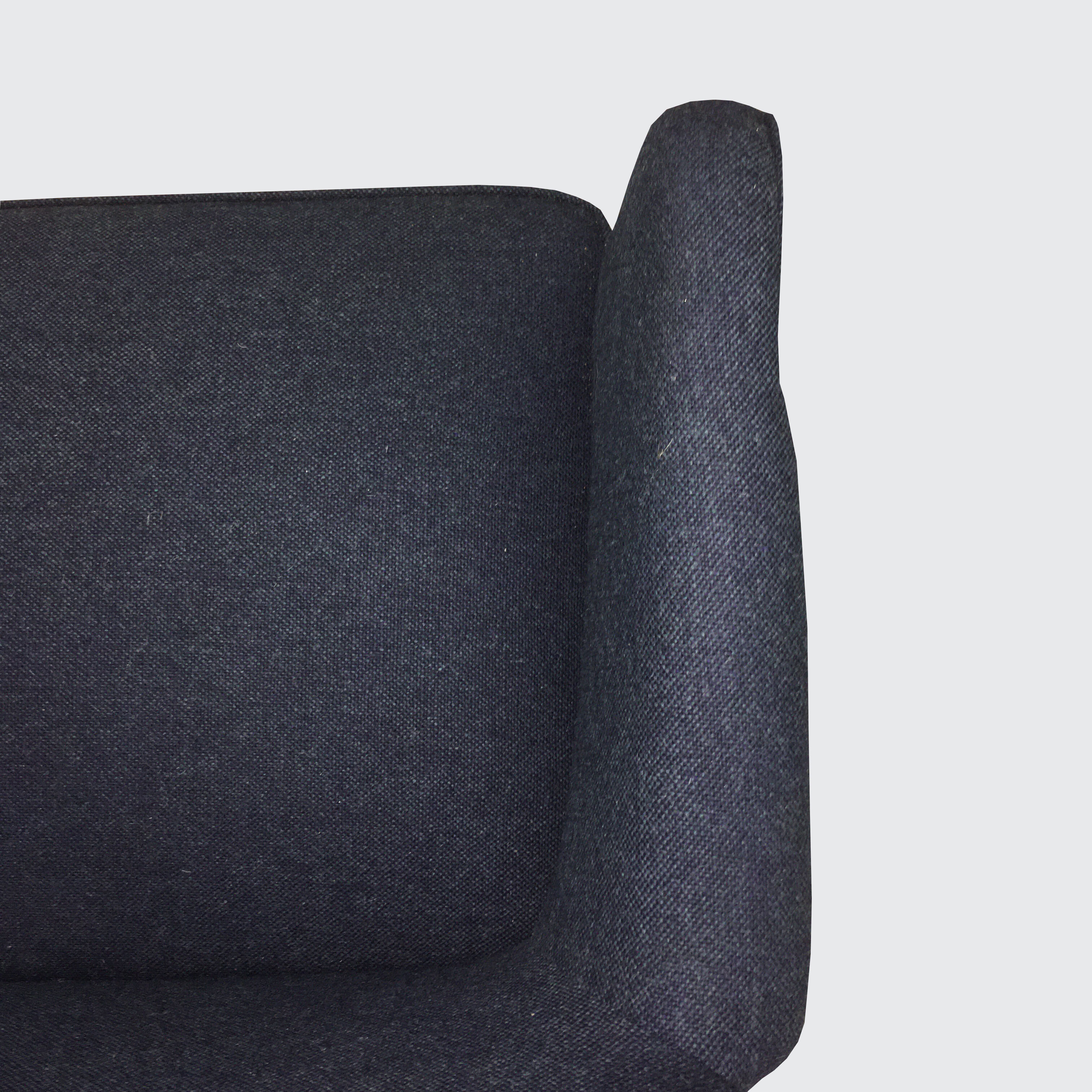 1940s three-seater sofa reupholstered in blue wool