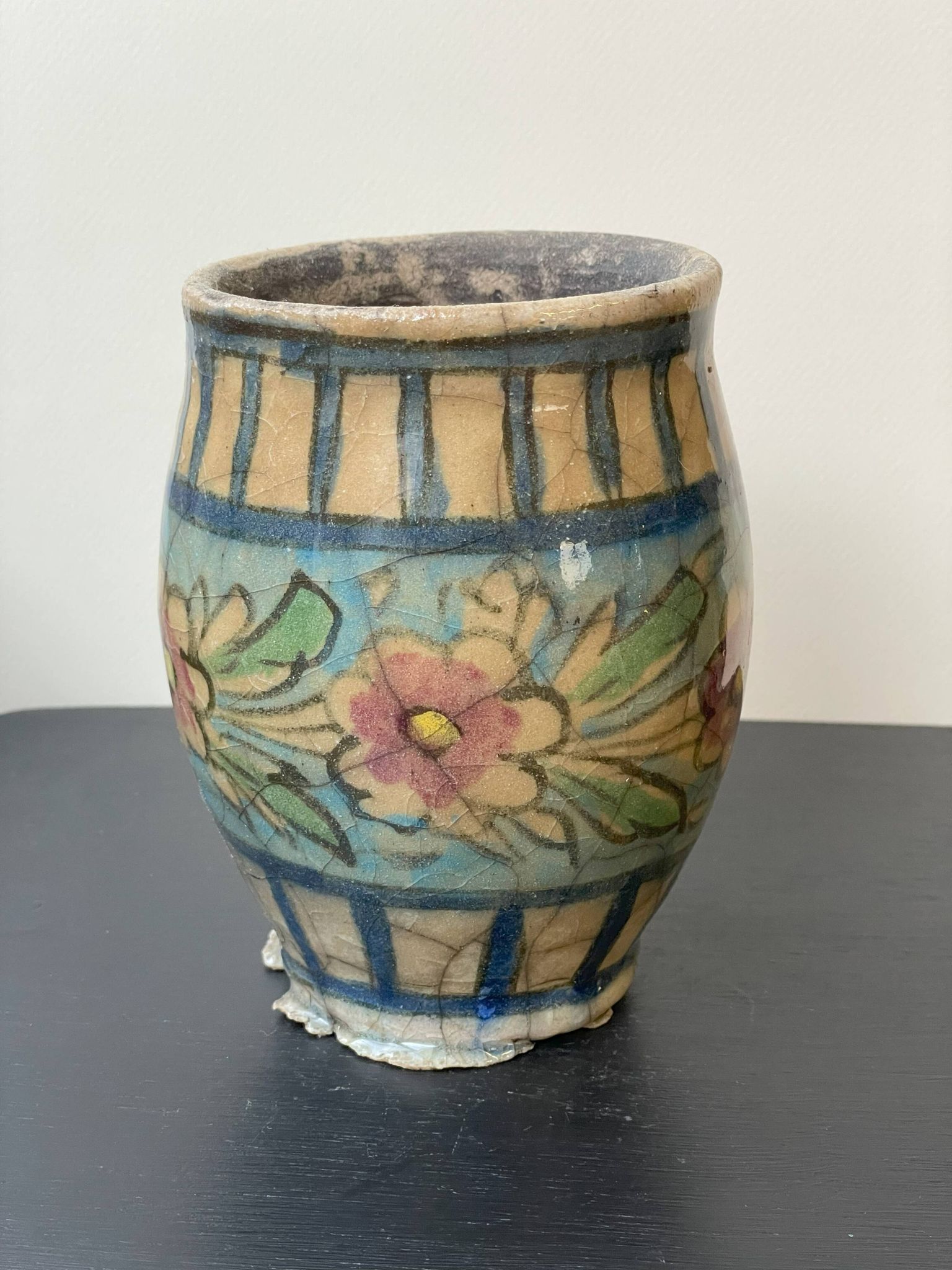 Big Round White Qajar Vase