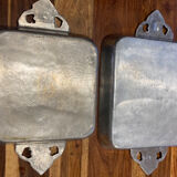 Lot of two square plates cast vintage aluminium
