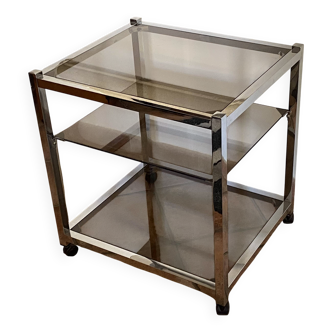 Table basse ou desserte à roulettes. 1970. Italie.