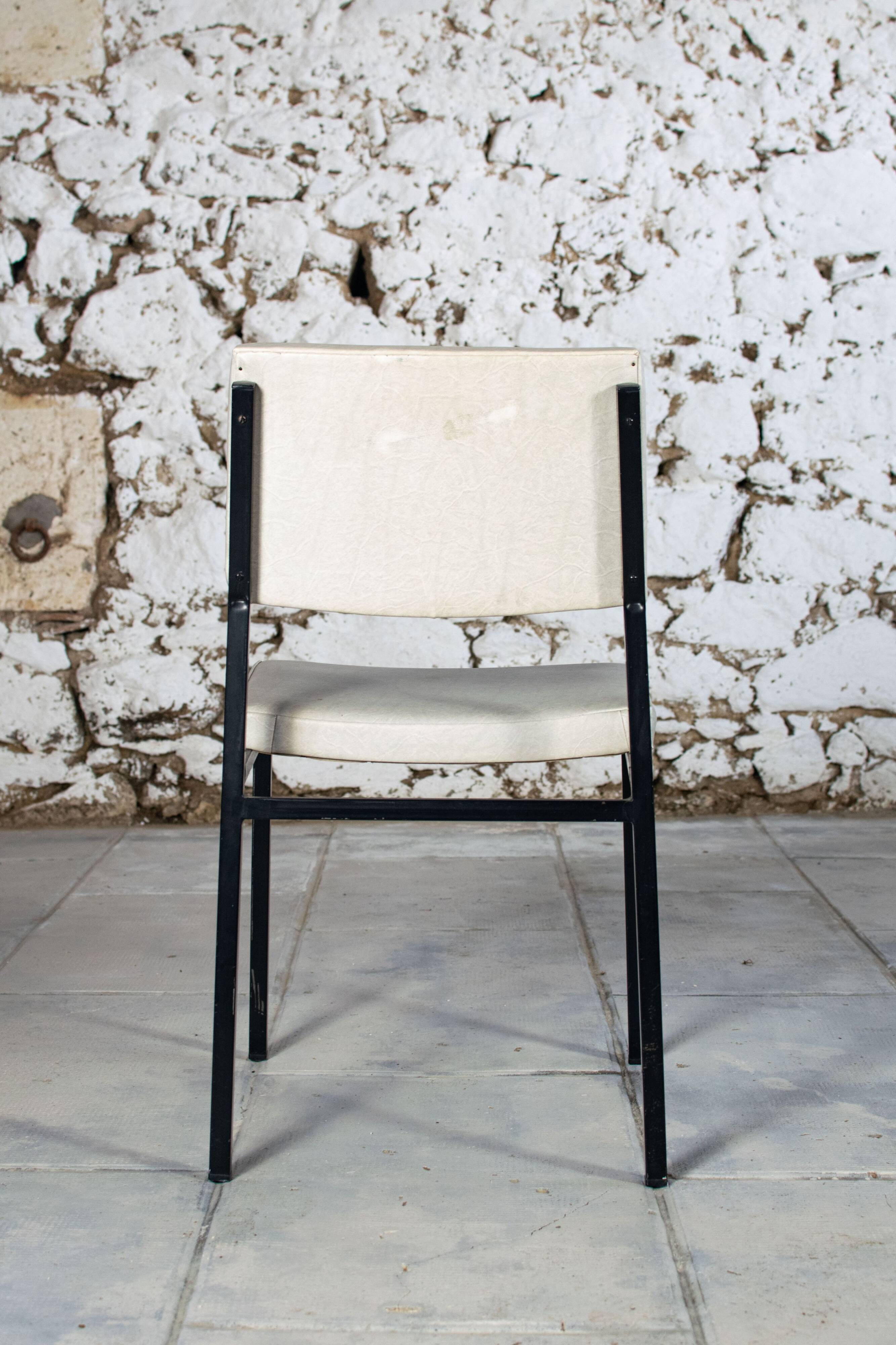 Modernist white skai chair, 1950
