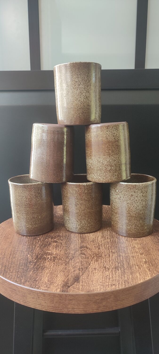Ceramic workshop service in stoneware signed by karoly balogh.