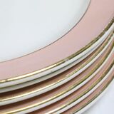 Deep plate service x6, Santos service, pink, Villeroy and Boch, vintage