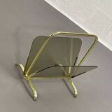 Brass and glass magazine rack