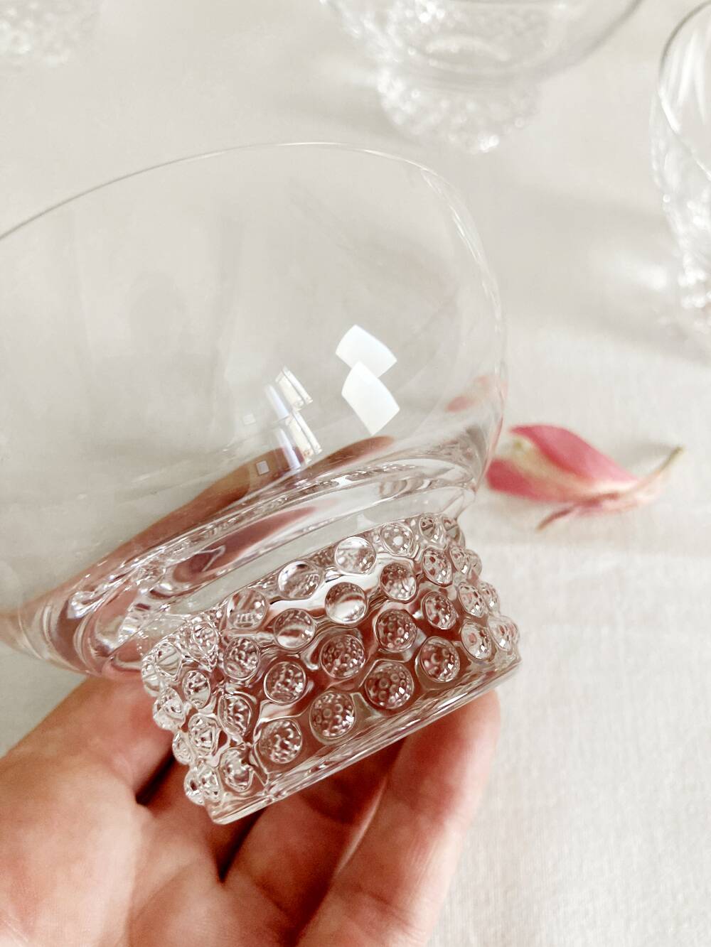 10 crystal champagne glasses, 1950s