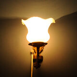 Art Deco wall lamp, brass and glass