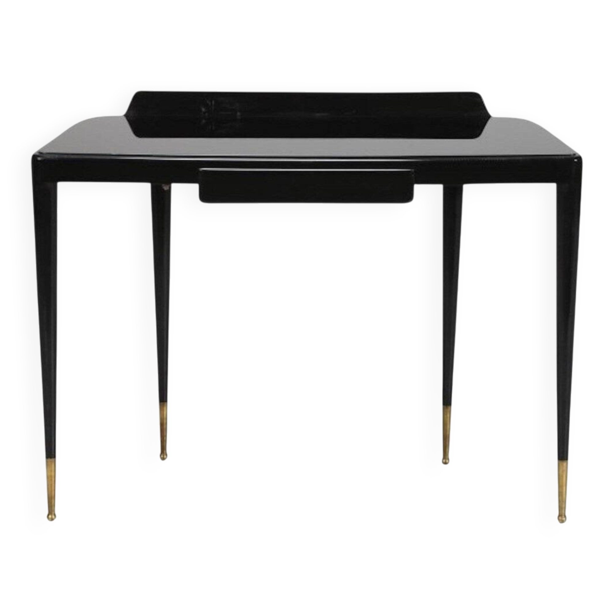 Mid-Century Brass, Wood and Glass Console in the style of Gio Ponti, 1950s