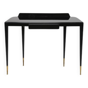 Mid-Century Brass, Wood and Glass Console in the style of Gio Ponti, 1950s