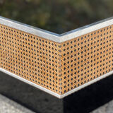 Plexiglas coffee table and inlaid cushioning 1970