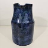 Robert and Jean Cloutier pitcher in blue enameled ceramic