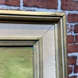 Oil on canvas abstract art, framed.