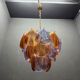 1980s Retro Murano Glass Shell Chandelier in Amber and Lavender, Italy