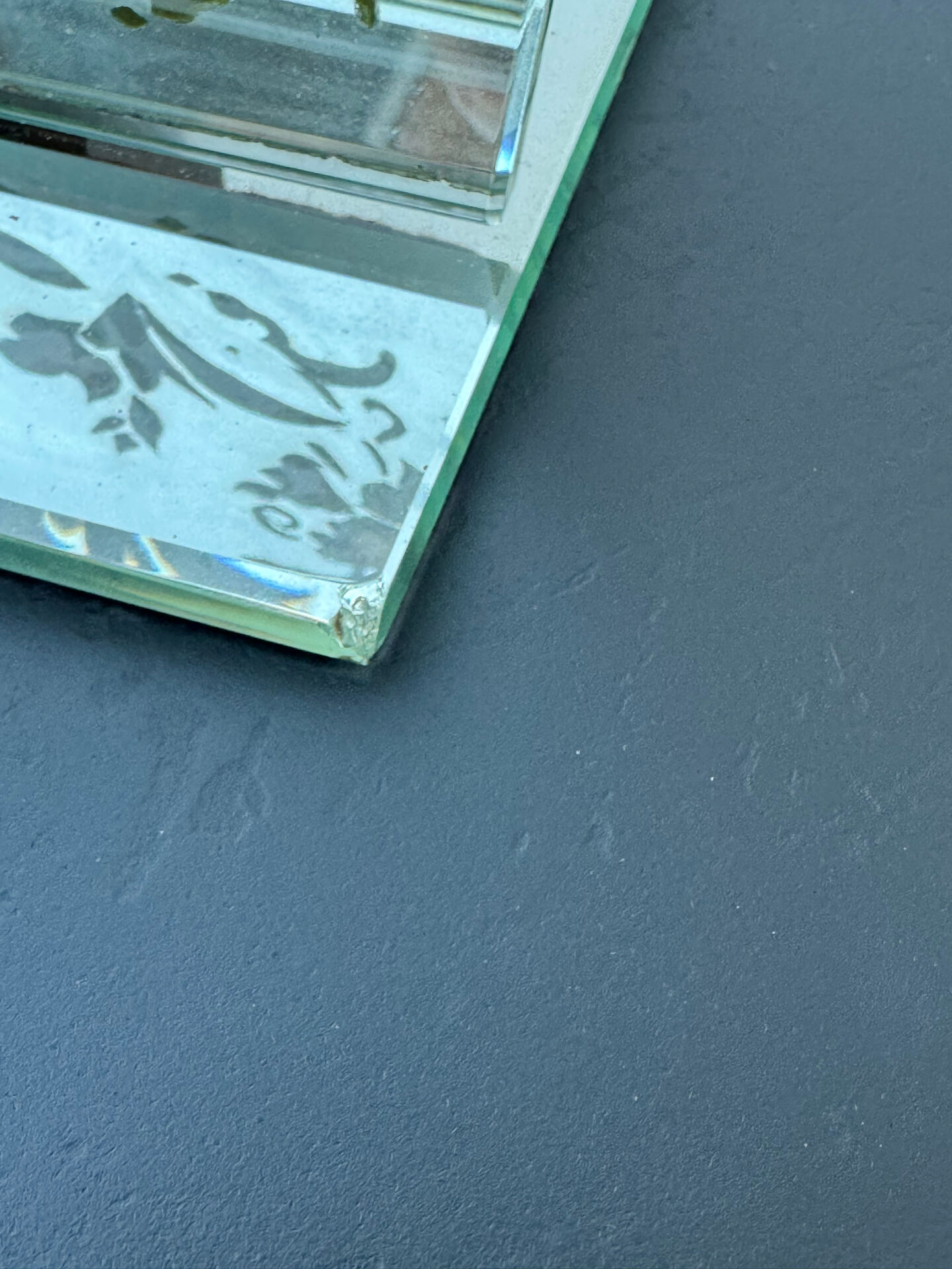 Art Deco engraved tabletop mirror