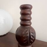 Brown wooden vase folk art