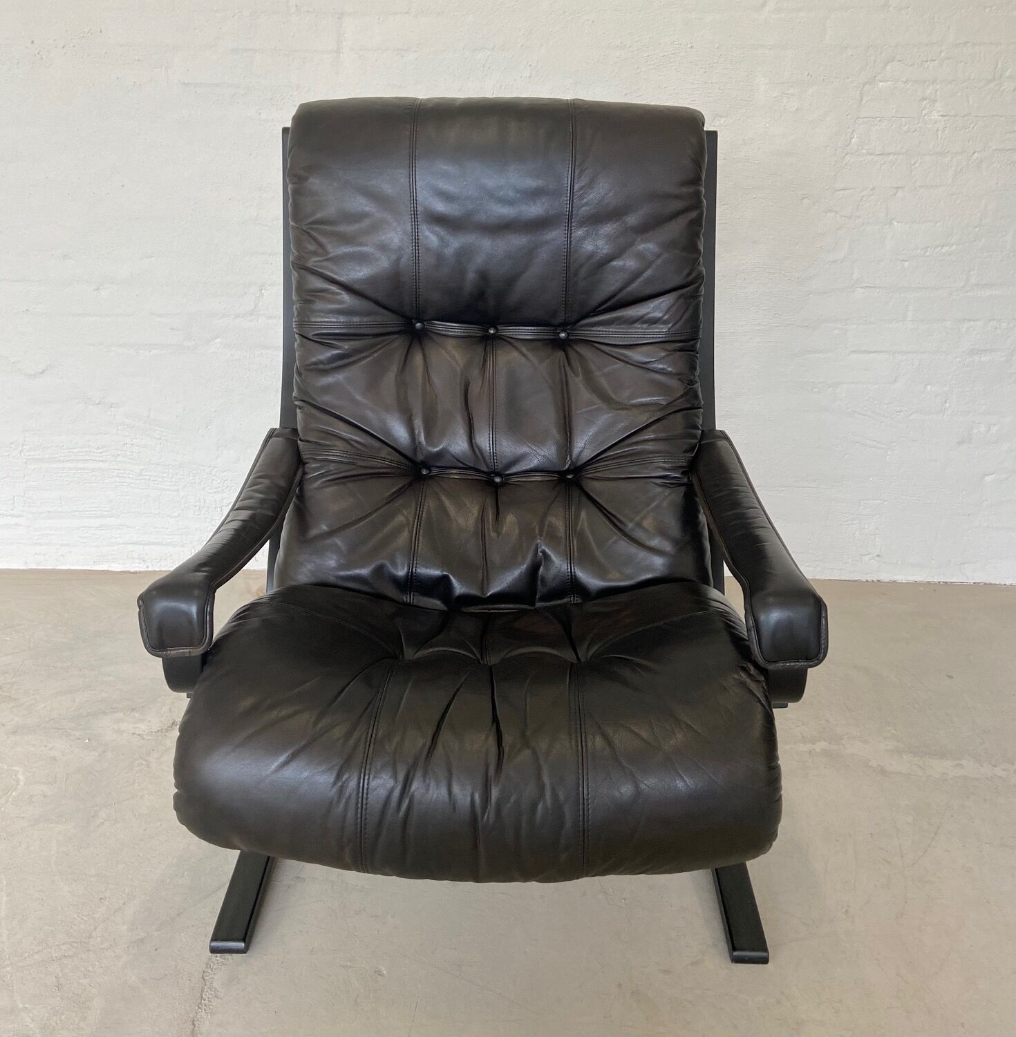 Vintage Norwegian leather chair & ottoman by Ingmar Relling