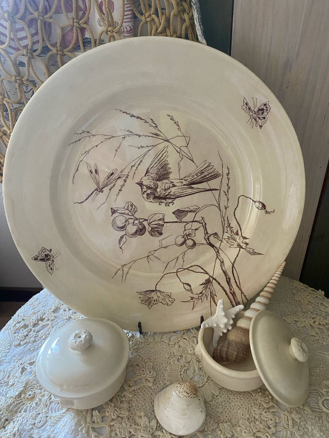 Large round ironstone dish stamped Clairefontaine
