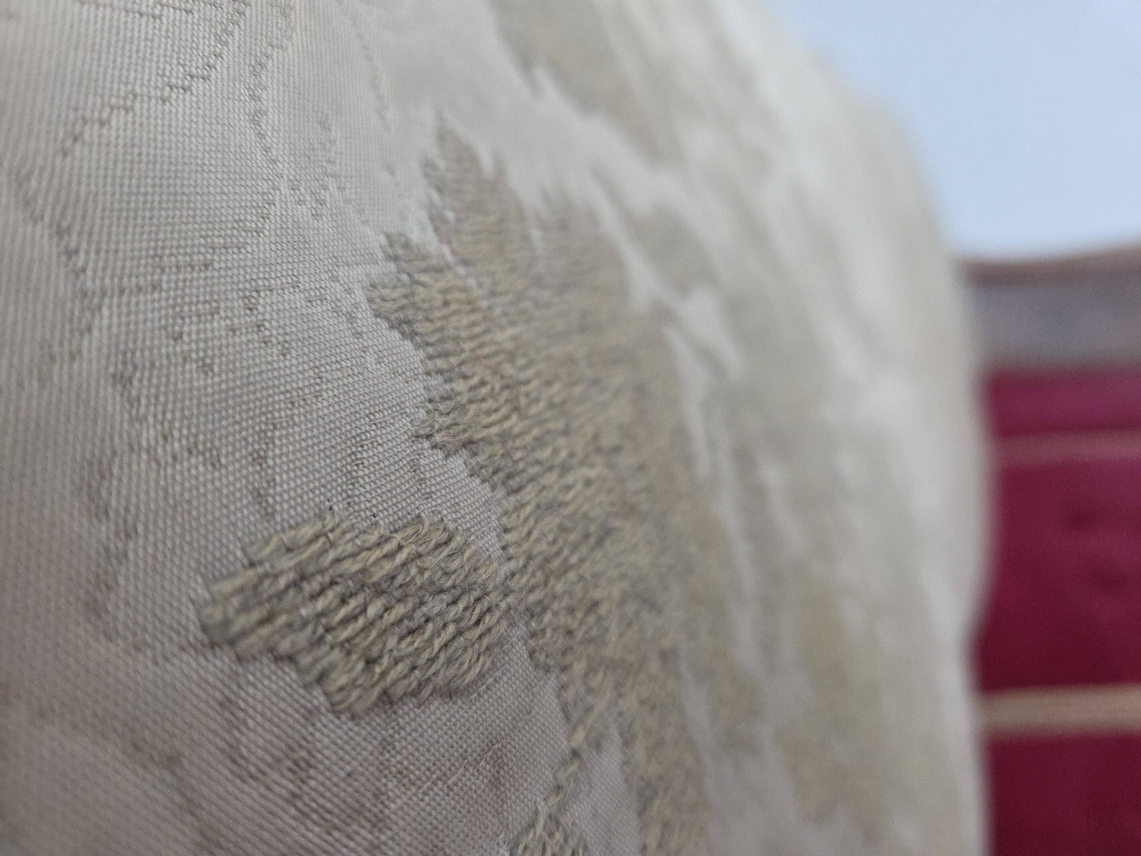 1930s, Danish 3-seater sofa, red furniture velour, furniture mesh.