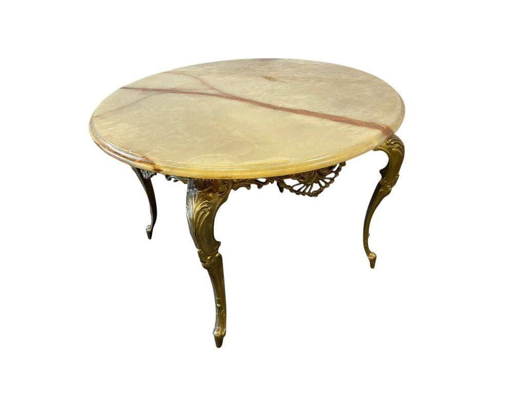 Table basse ronde vintage en laiton doré