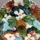 French barbotine plate – raised floral decoration – late 19th century