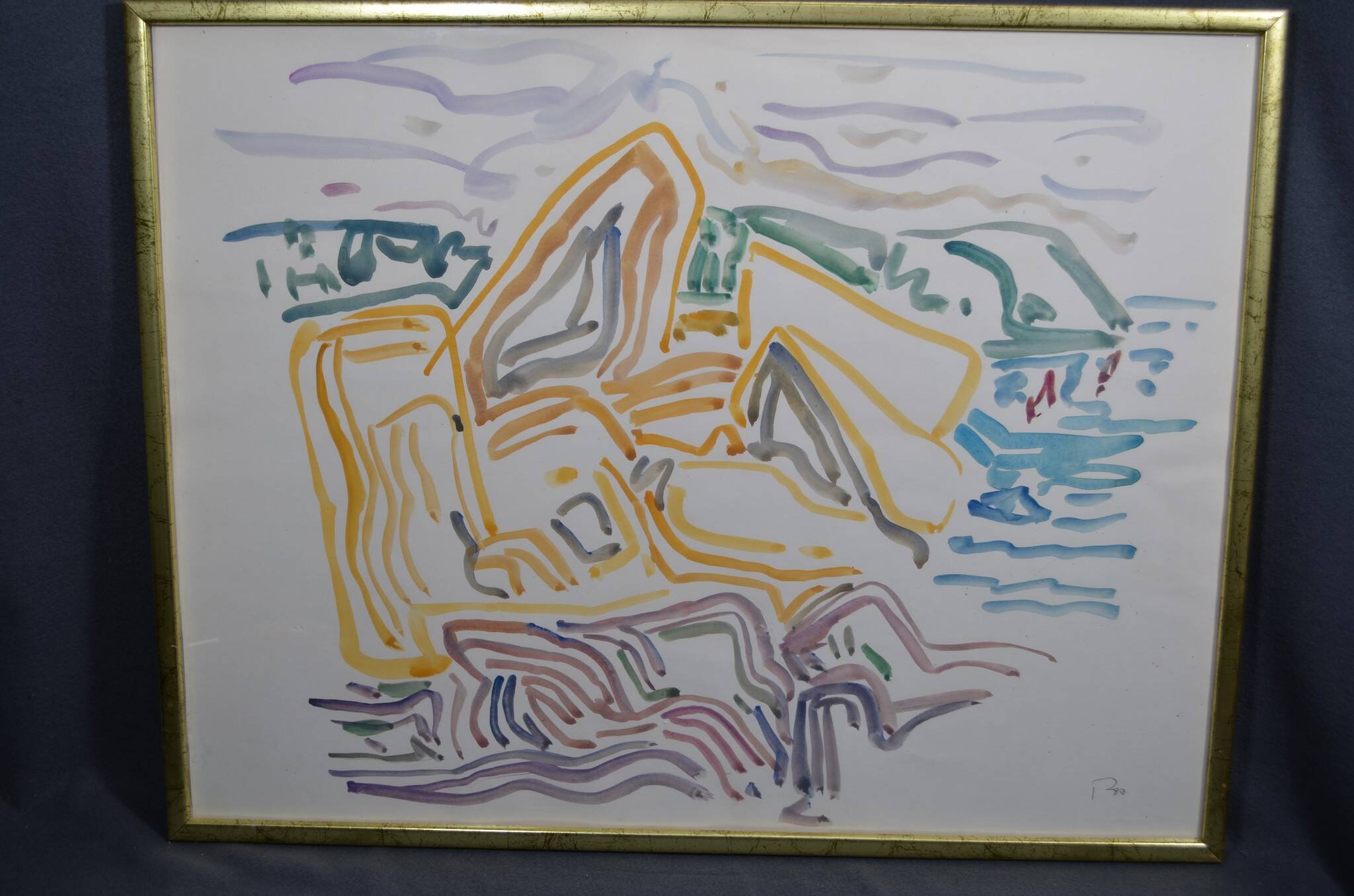 Peter PFOSI (1913-2004) "Landscape" Watercolor monogrammed and dated 1987