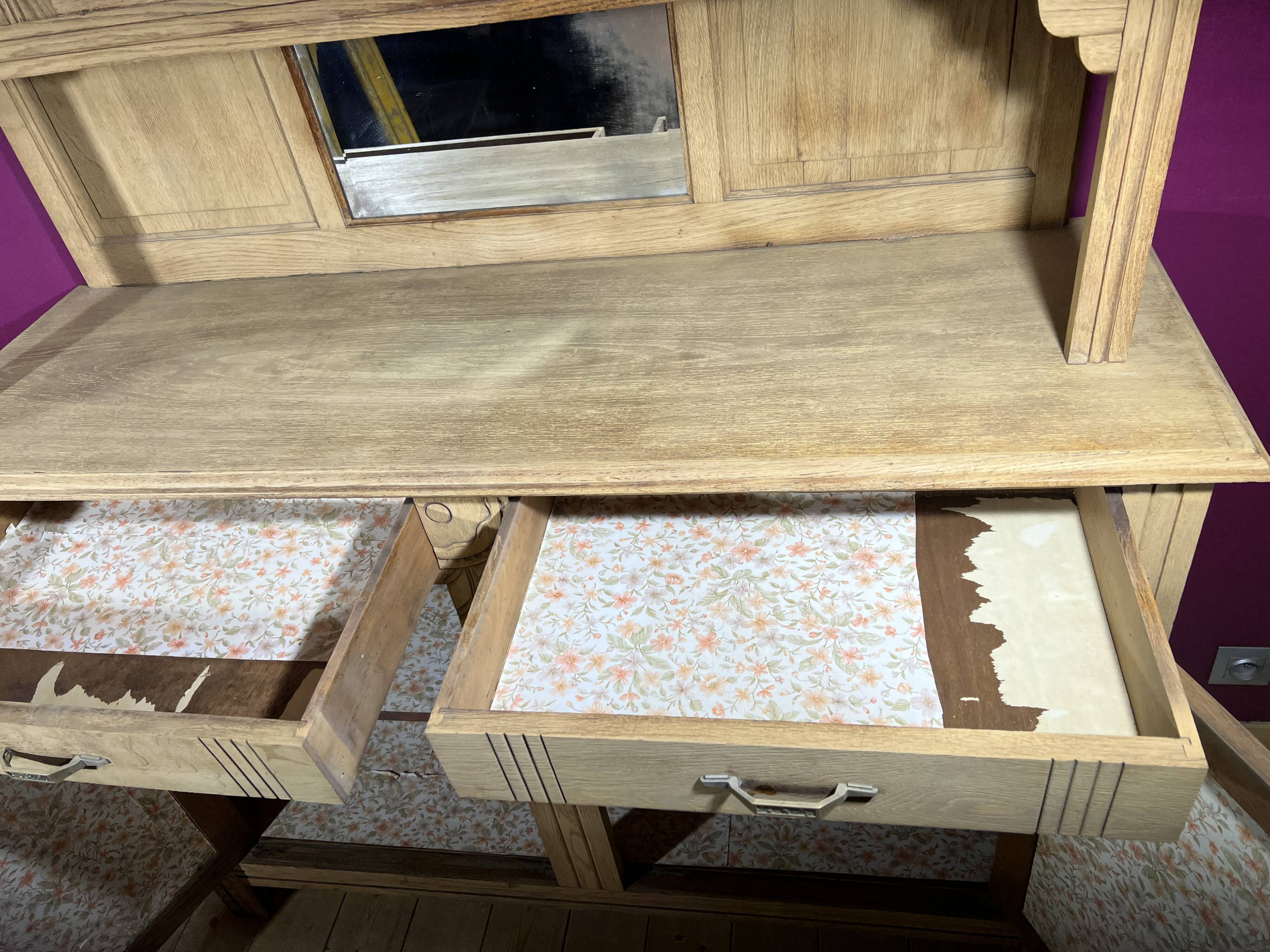 Buffet cupboard in oak brut art deco 1940-50
