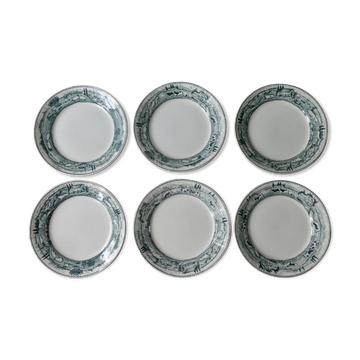 6 flat plates Saint Amand, milkmaid decoration
