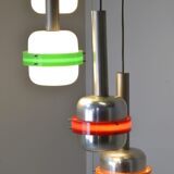 Suspended lamps in white and coloured plastic by Stilnovo, 1960s, set of 5.
