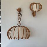 ▪️Lot Suspension Et Applique Osier Louis Sognot 50-60’s Bohème Chic Vintage