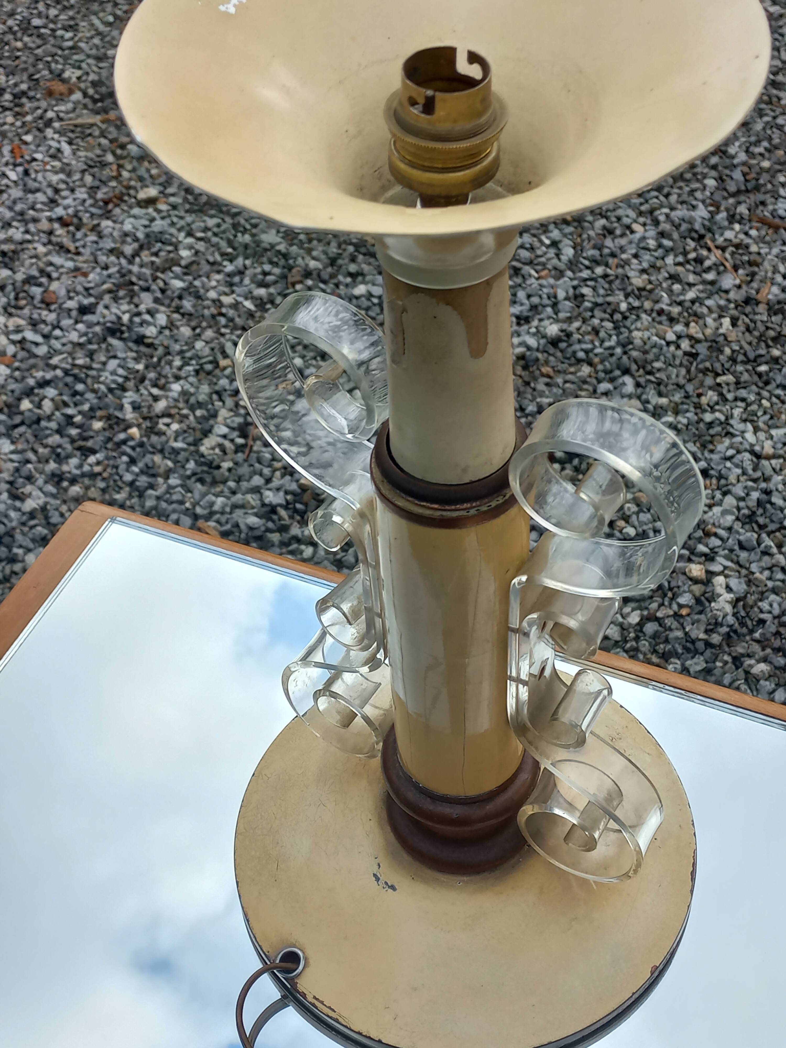 Lampe vintage des années 50 tôle, plexi et bois