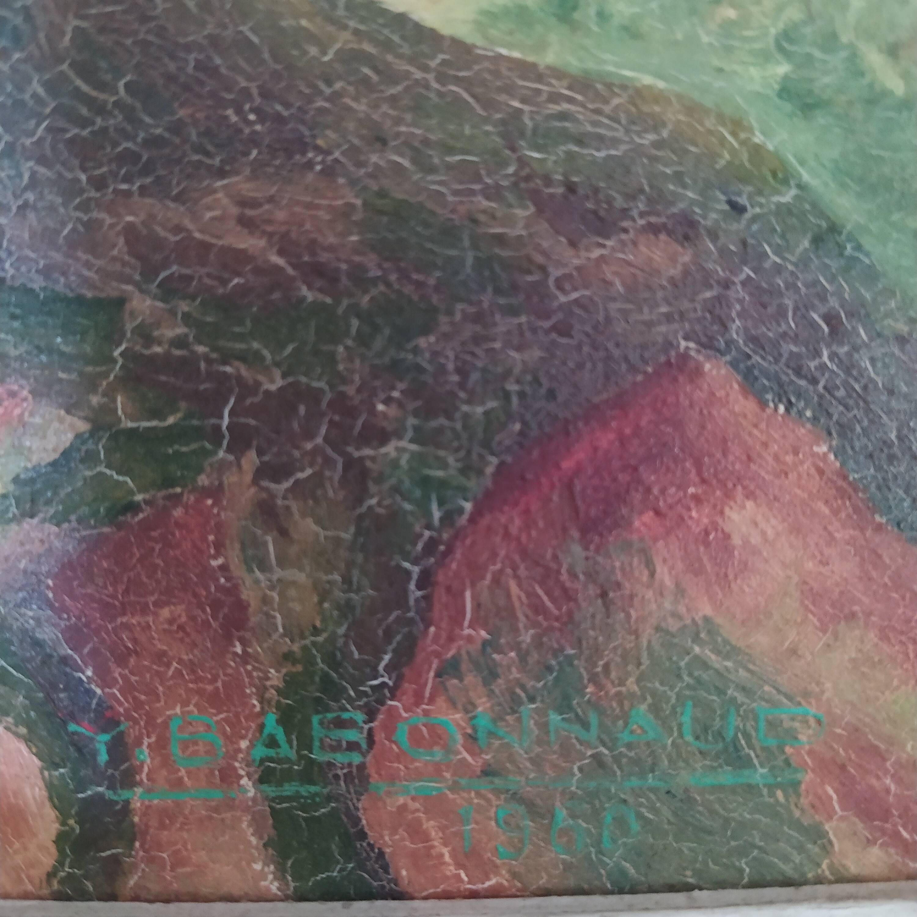 oil on canvas Basque landscape signed Yves Babonnaud 20th century
