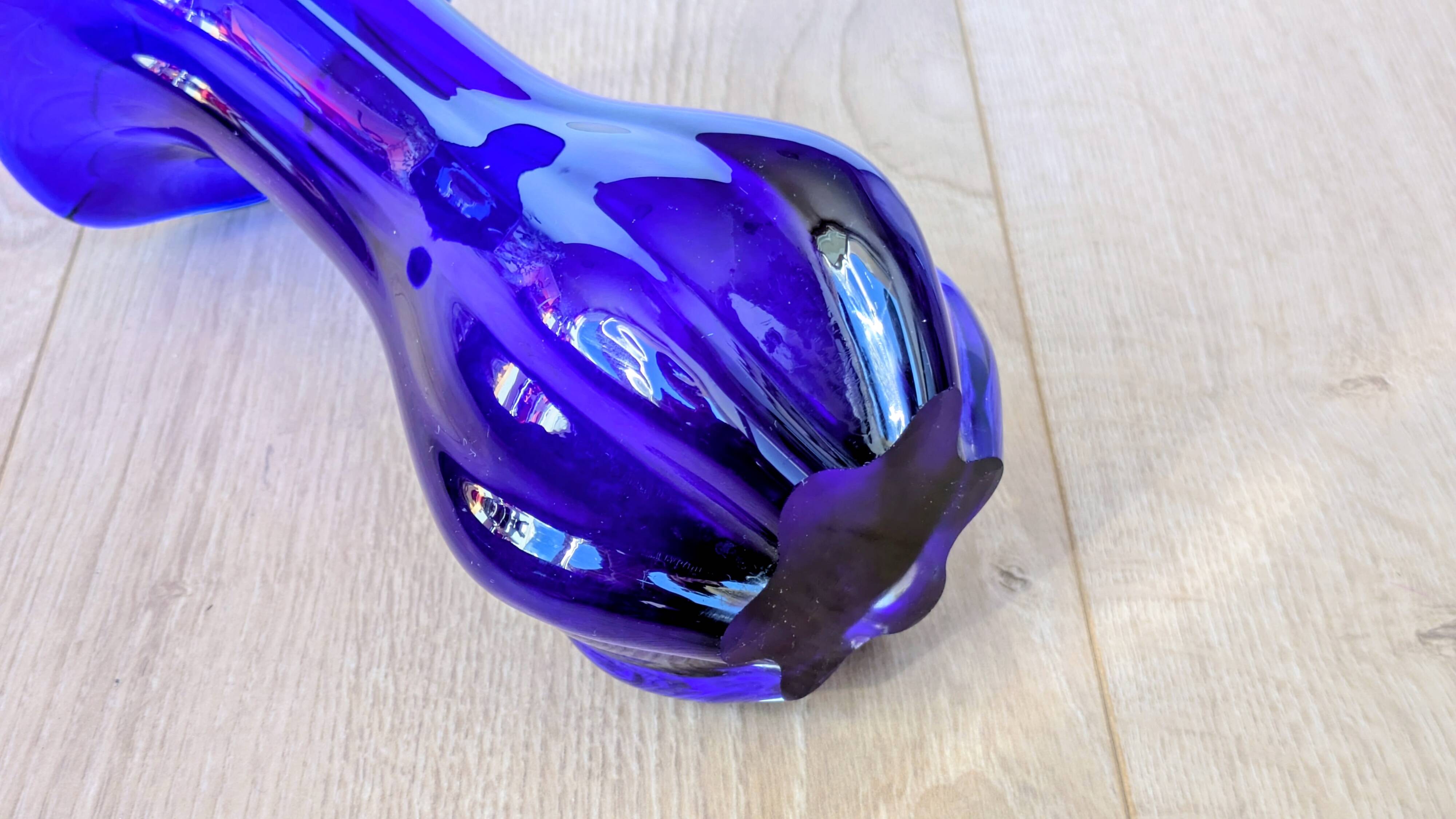 Large Cobalt Blue Art Glass Vase - Murano Work - Italy 1960