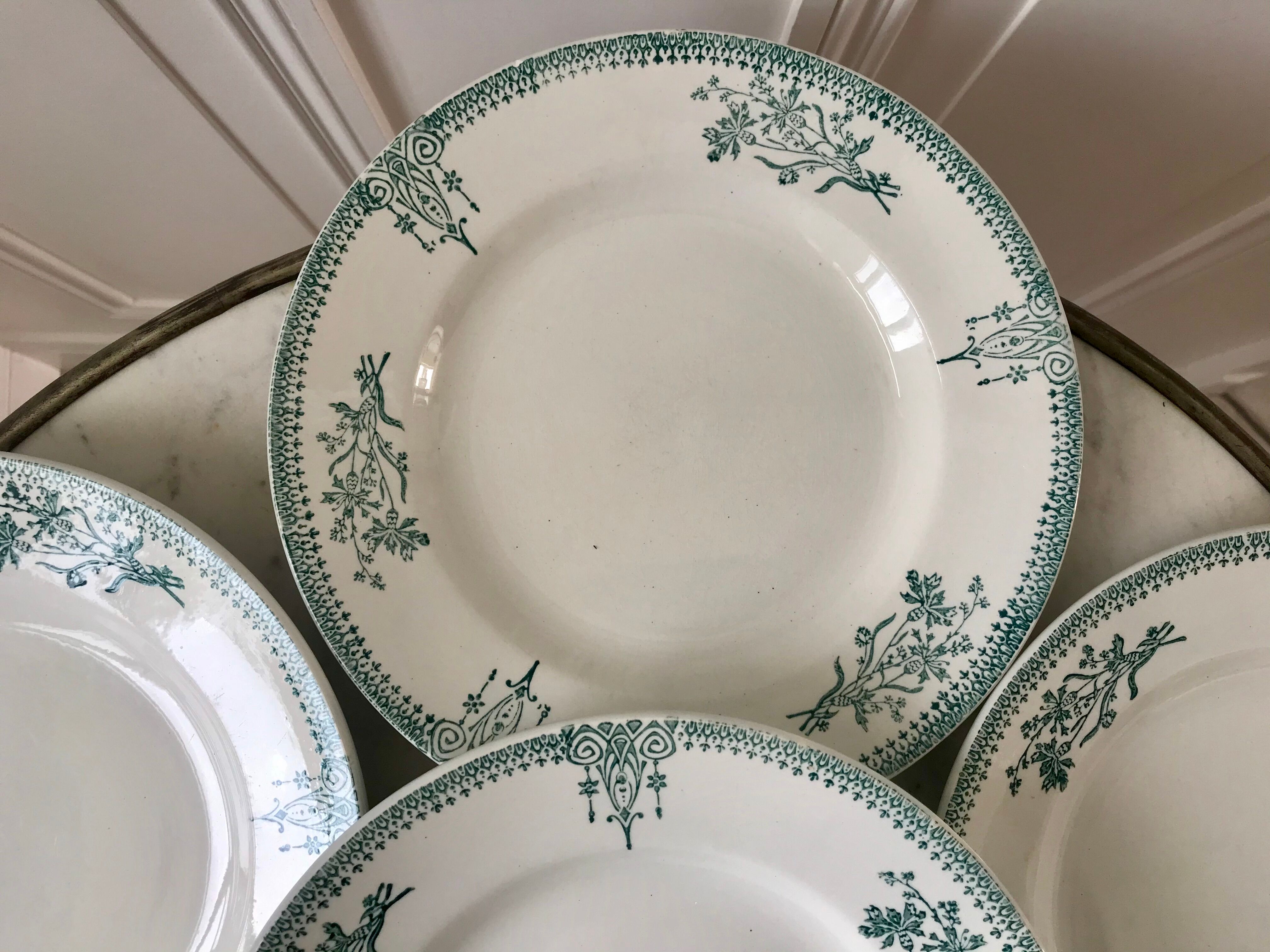 Set of 6 flat plates terre de fer saint-amand xixth