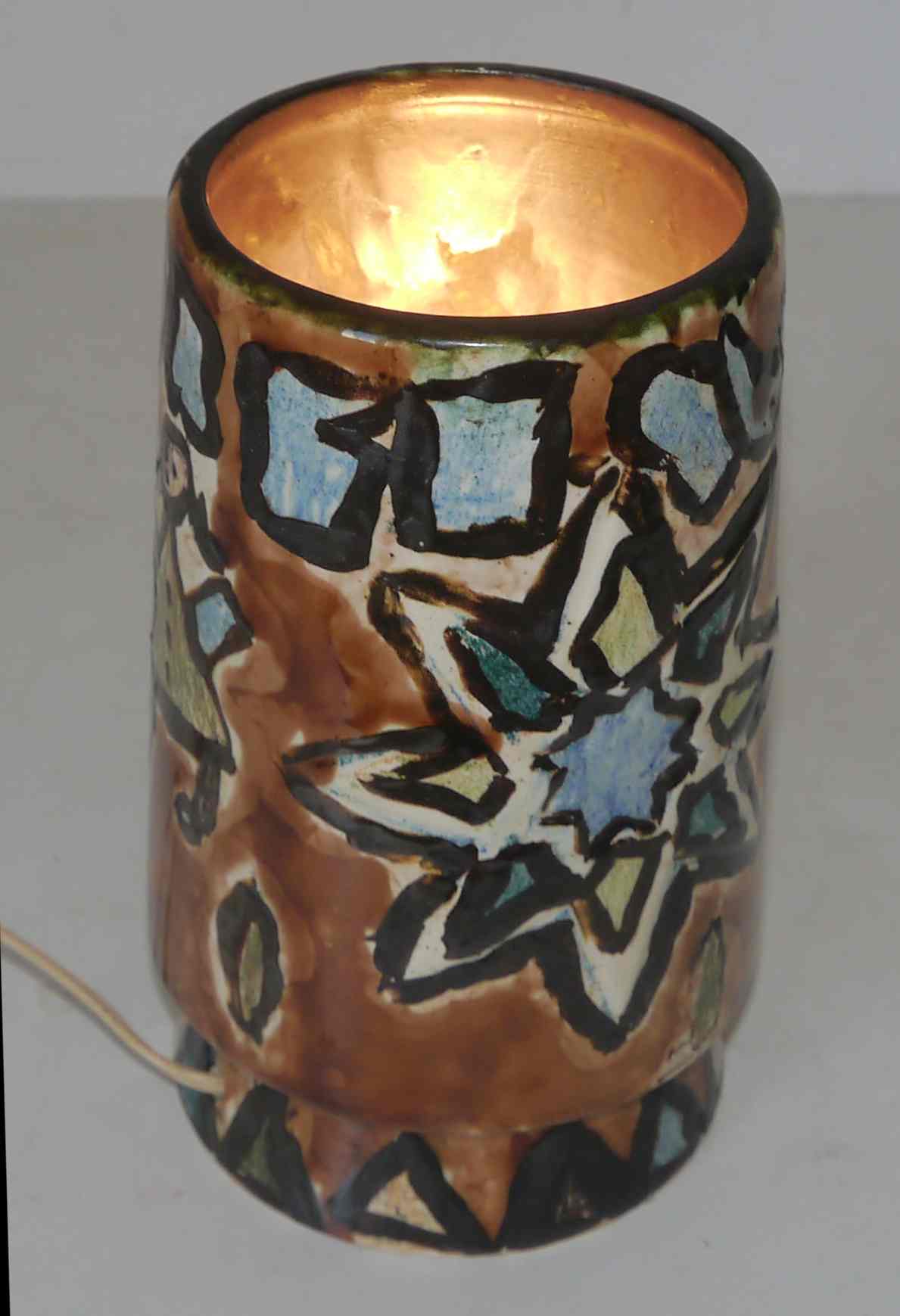 Lamp or night light in painted ceramic 60's