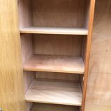 Vintage wardrobe with 2 doors and compass legs, made of oak plywood