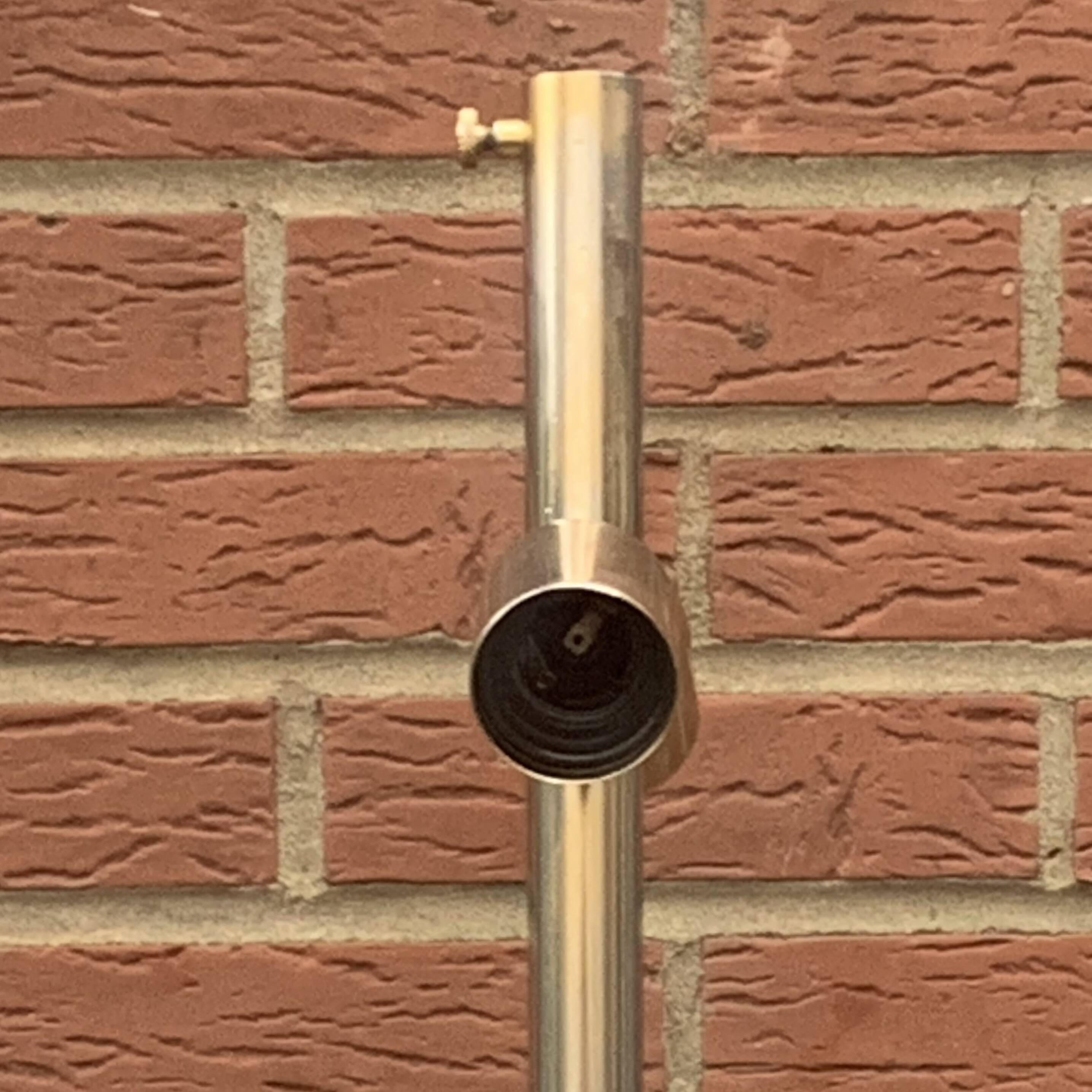 Large vintage lamp base in solid wood and chrome metal