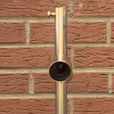 Large vintage lamp base in solid wood and chrome metal