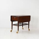 Vintage Scandinavian mahogany trolley 1940s with brass details