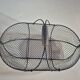 Vintage navy blue metal basket with wooden handle