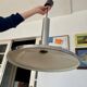 Large chrome pendant lamp Hustadt Leuchten 1960