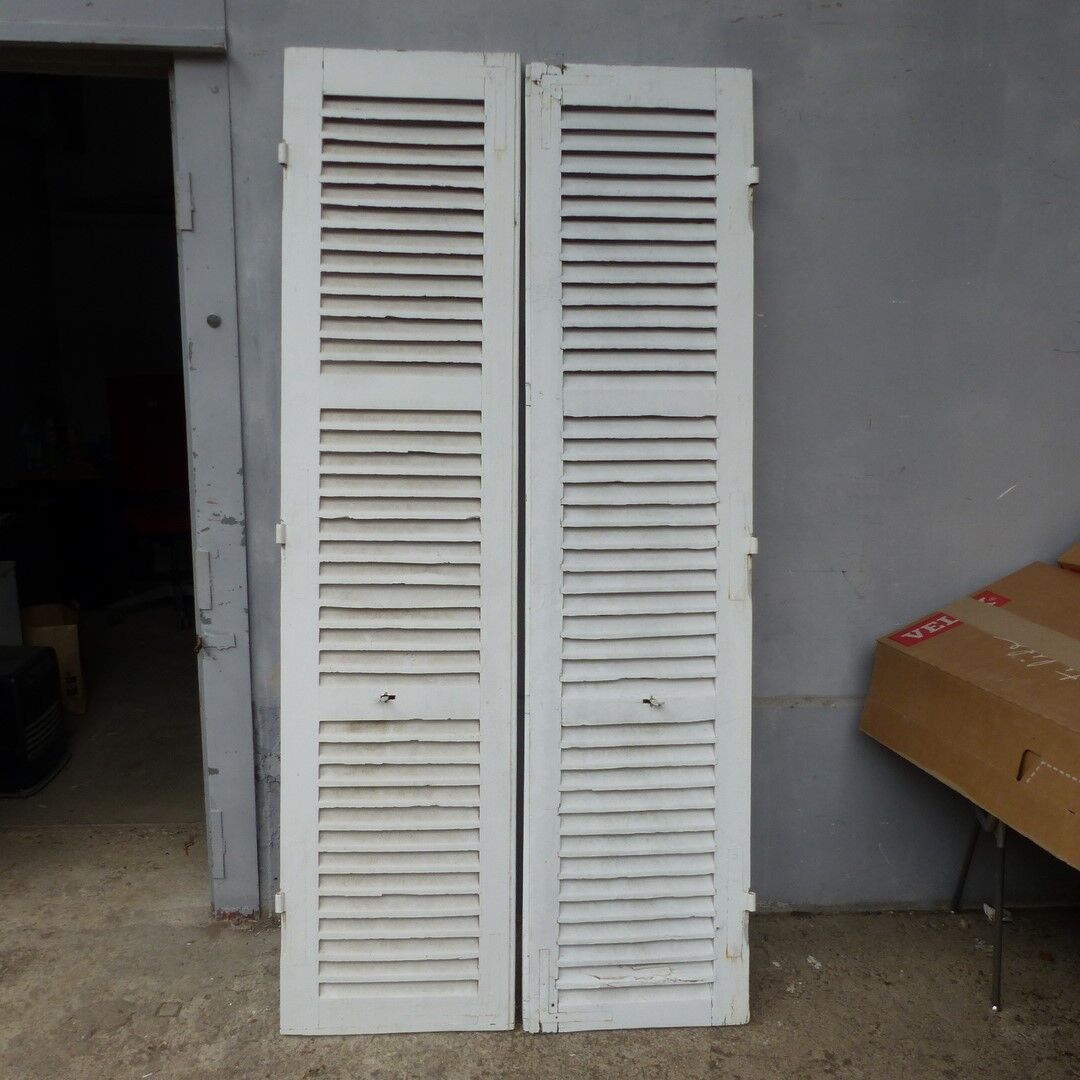 Old wooden shutters louvers 2 leafs