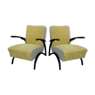 Jindrich halabala chairs yellow and white