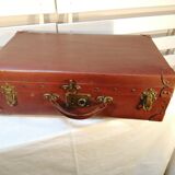 Vintage cognac suitcase in vulcanized fibers - 1950s