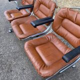 Chrome bench and camel leather