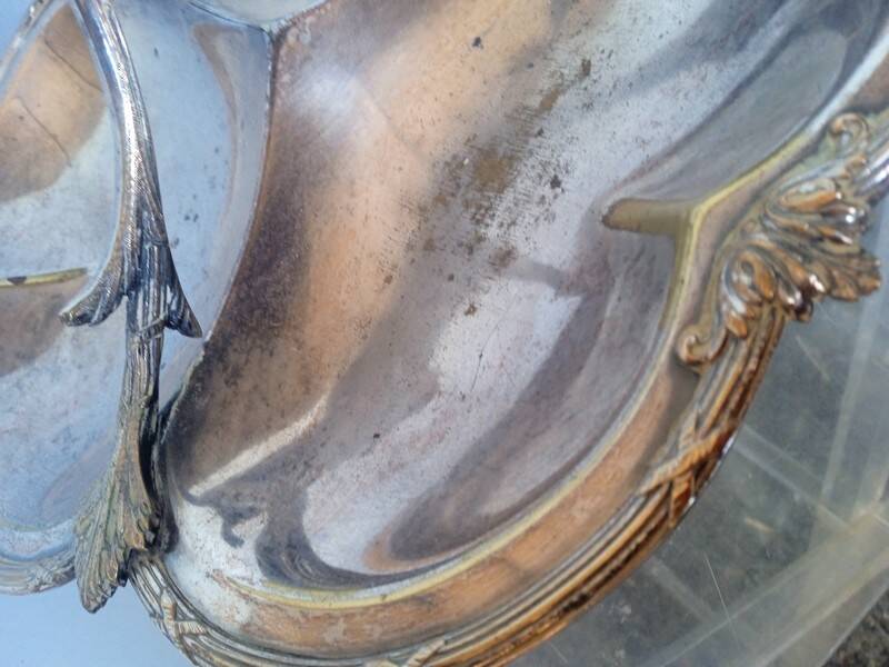 St Louis XV silver metal servant display - 2 hallmarks