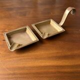 Duo of stackable bronze ashtrays