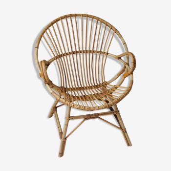 Rattan armchair & vintage bamboo