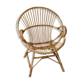Rattan armchair & vintage bamboo