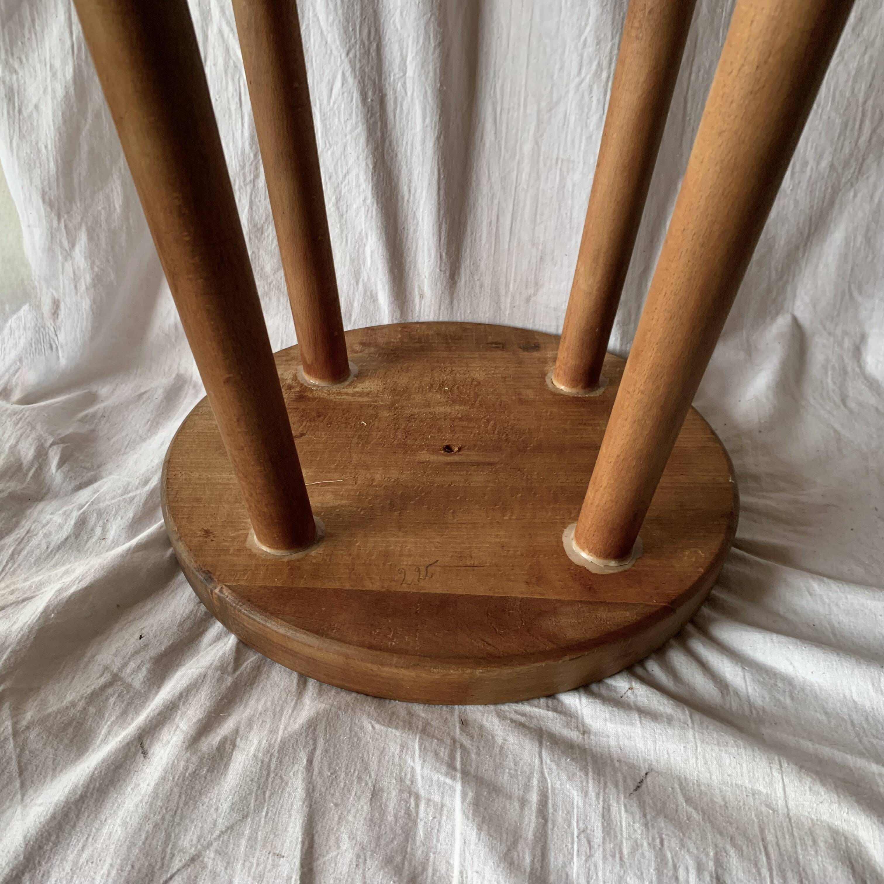 Old solid wood stool - height: 71 cm